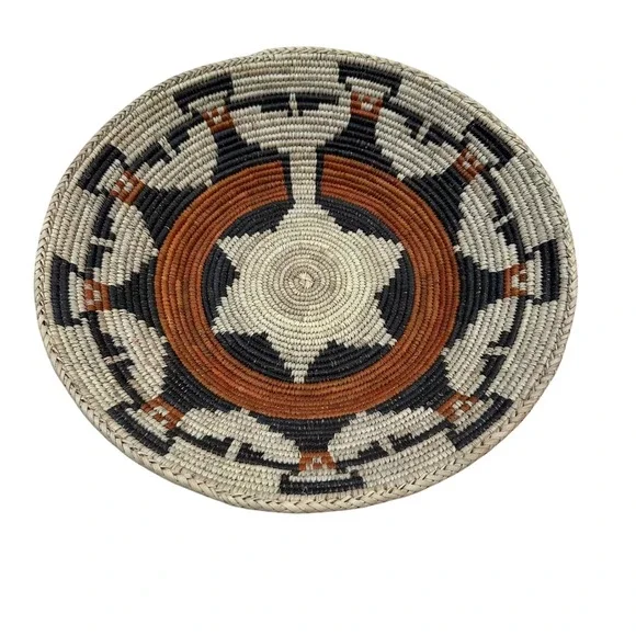 Handwoven Navajo Basket Bowl Geo Tribal Boho Southwestern Wall Decor 13.75