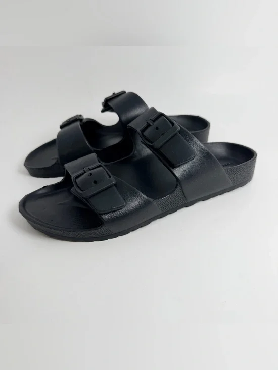 Goodfellow & Co Black Dual-Buckle Slide Sandals