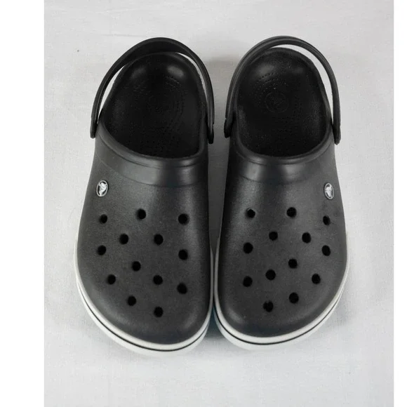 Crocs Crocband Clogs Mens 10 Womens 12 Black Excellent Sporty Slip On Shoes