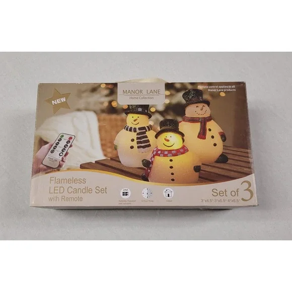 Manor Lane Snowman-shaped Flameless LED Candles & Remote - Works - Read As Is