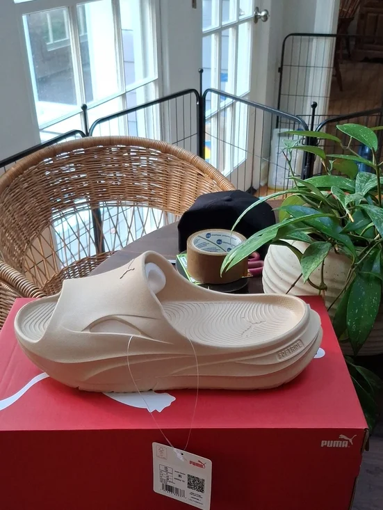 Puma men Cream Platform Slide Sandals