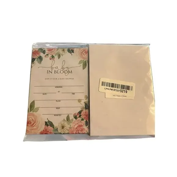 Baby Shower Invitations Floral Fill In Invites Cards wih Envelopes Baby in bloom