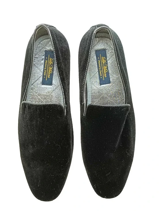 La Milano Alex Mens Slippers Memory Foam Loafers Velvet Red Bottom Black Size 9
