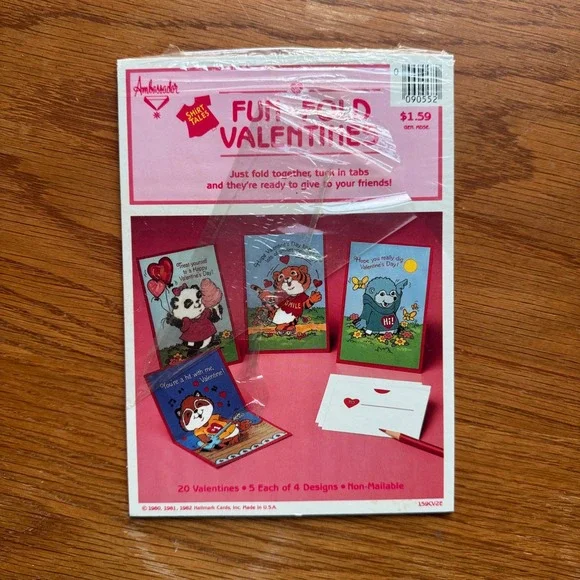Vintage‎ 1982 Shirt Tales Fun Fold Valentines Ambassador Hallmark