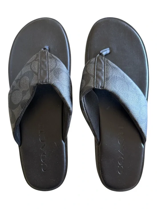 New Coach Men’s Black Signature Flip Flops