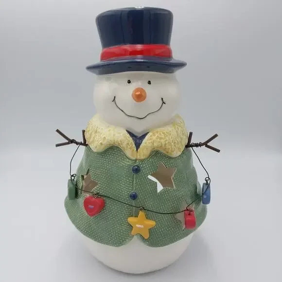 SNOWMAN BLUE HAT AND GREEN COAT NOVELTY TEALITE HOLDER‎ Country Stars