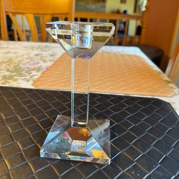 Oleg Cassini Crystal Candlestick Clear Square 6