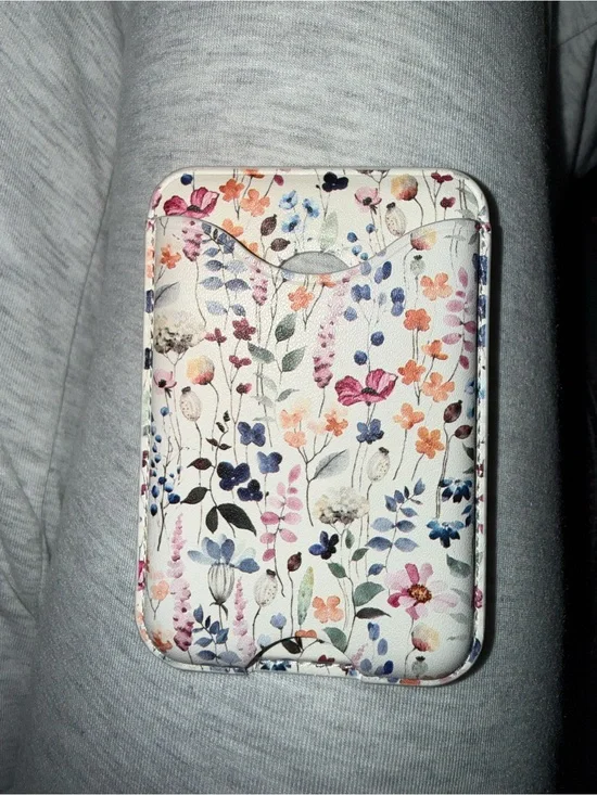 Floral Card Holder Phone Wallet - White Multicolor