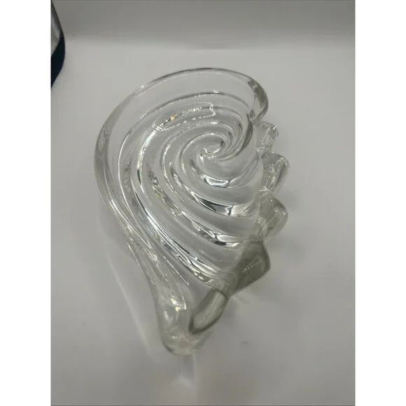 Vintage Mikasa Clearwater Crystal Nautilus Shell Candy Dish Wave Design Beach