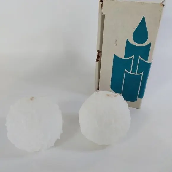 PartyLite 3‎ 1/2 inch Snowball Pair, White Candles, Q3510, Retired