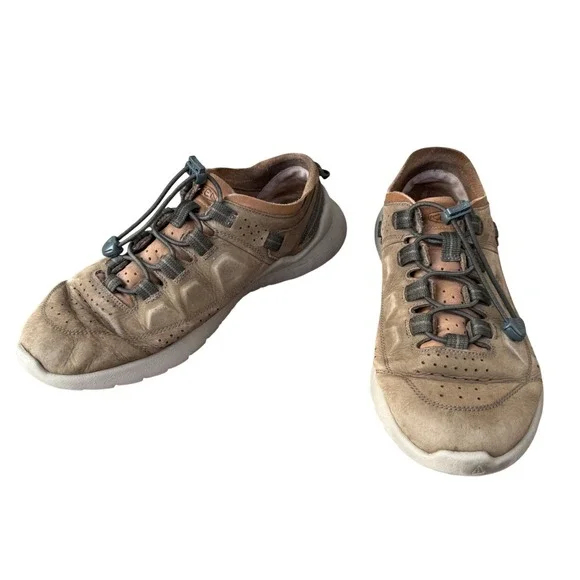 KEEN Highland Tan Leather Sneakers Mens‎ 8 Bungee Lace Hiking Walking Shoes