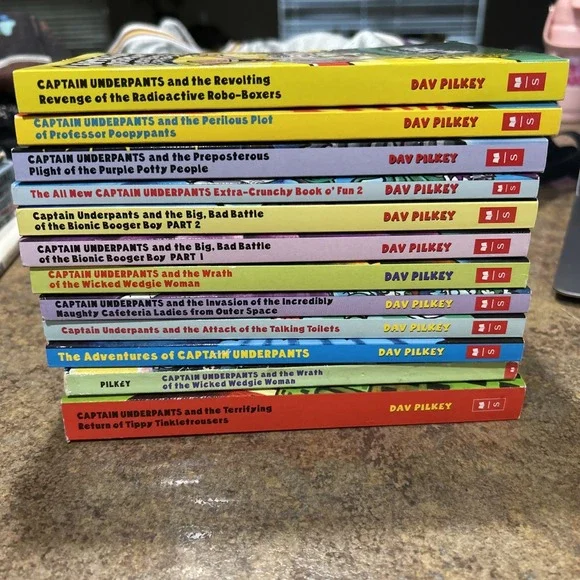 Complete Lot Series Set of 12 Captain Underpants books plus extra by Dav Pilkey