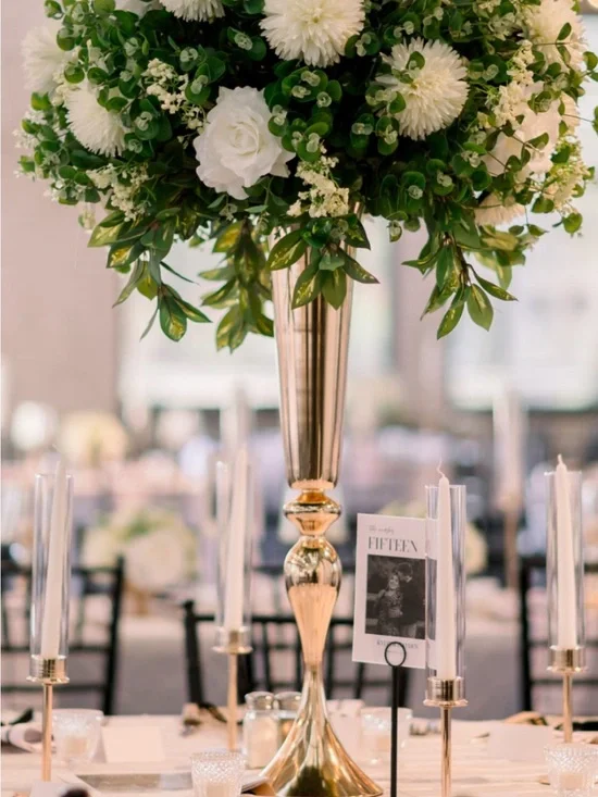 6 Gold Tall Table 31 inch Vase -florals not included