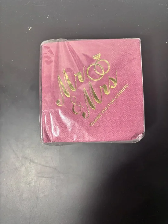 Pink Mrs. & Mrs. Party Napkins with Gold Foil