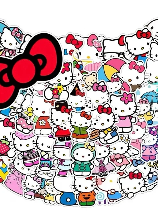 Hello Kitty Stickers 50 PCS White Theme Kawaii Cat Stickers
