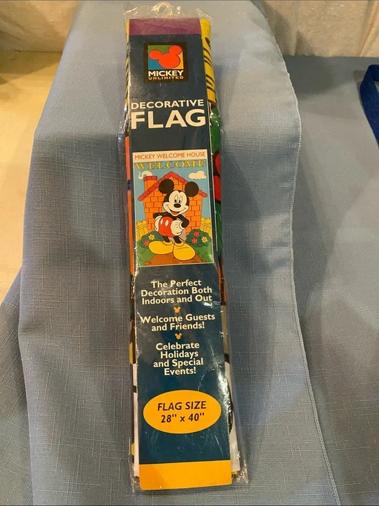 Disney Mickey Mouse Welcome Decorative Flag - Blue, Yellow, Red