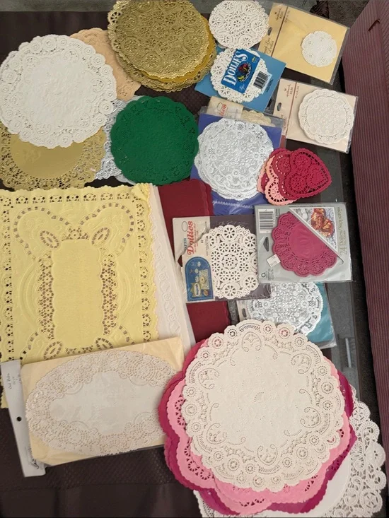 Vintage Lot of Assorted Decorative Paper Doilies Placemats and all sizes