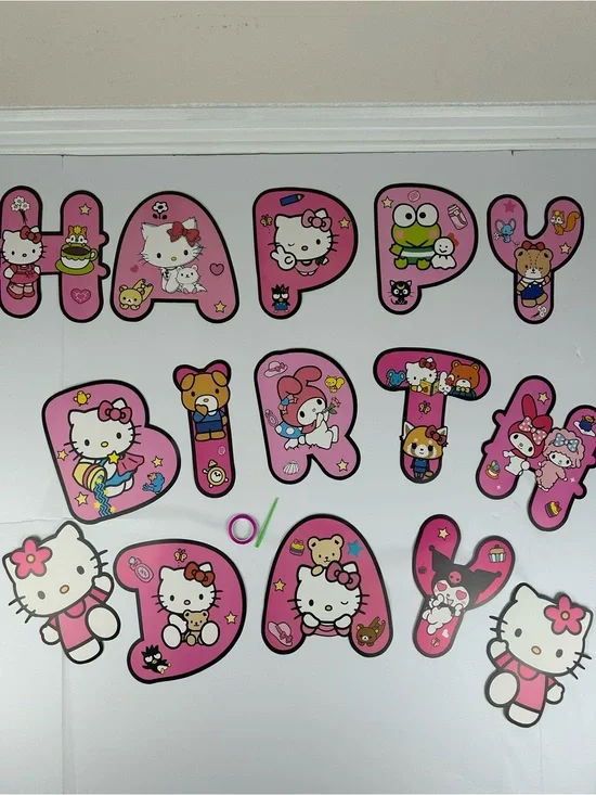 FINAL SALE! Hello Kitty Happy Birthday Banner Pink Party Decoration NEW