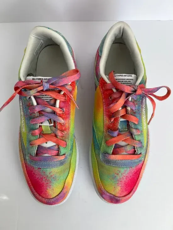 Reebok Club C 85 Unisex Pride Rainbow Tie Dye Canvas Sneakers Men 8/ Women 9.5