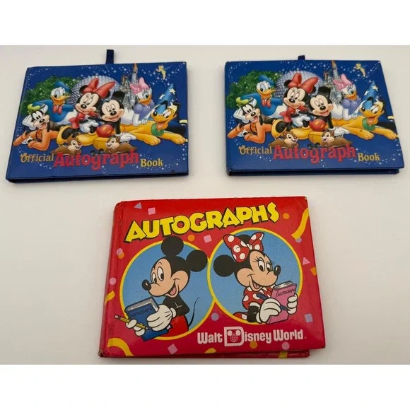 Vintage Walt Disney World Autograph Books Lot Mickey‎ Minnie Alice Goofy J069