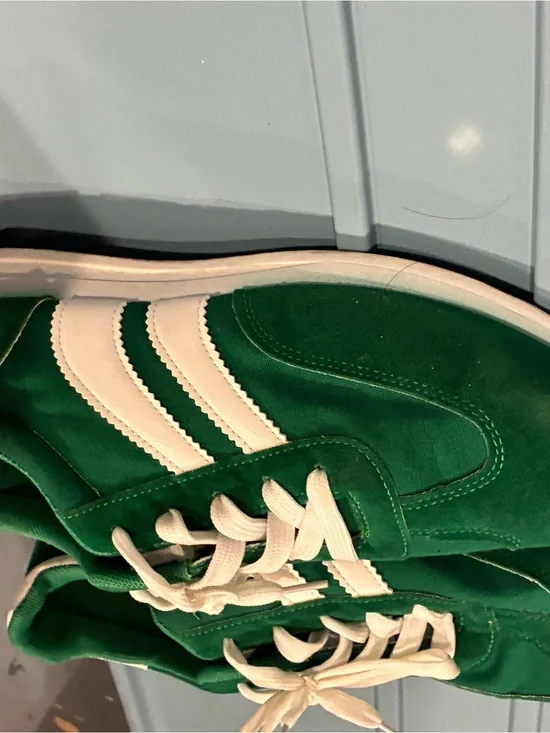 Men's Green Lace-Up Sneakers with White Three-Stripe Detail