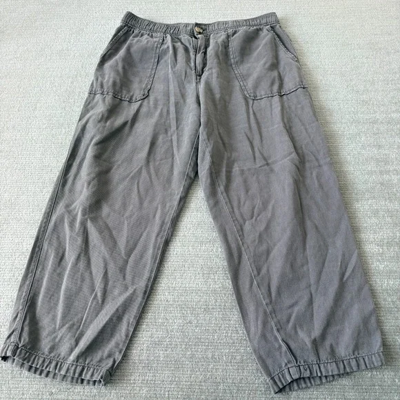 Zara Cropped Pants Mens L 32x24 Gray Lyocell Pockets Loose Casual Coastal