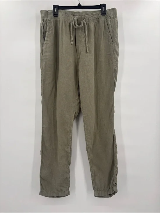 Faherty 100% Linen Olive Drawstring 4 Pocket Pants Size XXL