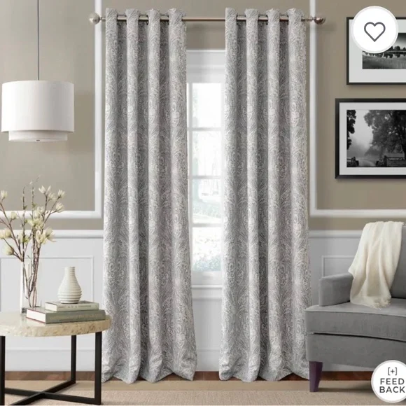 Curtain 2 Panels for 1 Window Gray & Taupe Imperial Trellis Print Grommet Top