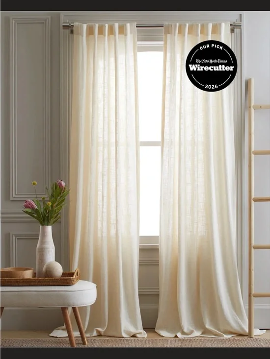 Quince Cotton Sheer Curtain Set -Ivory 48x96