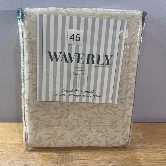 Waverly Richmond Buttercream French Door Panel 26x68 Vtg Style Damask Leaf Cream