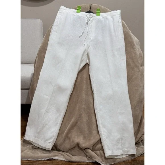 Onia White Linen Drawstring Chinos