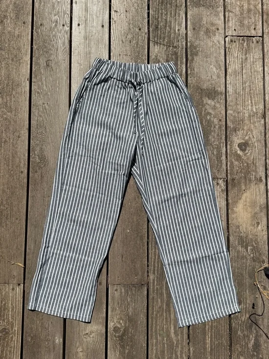 Striped Tie String Boho Pants - Medium