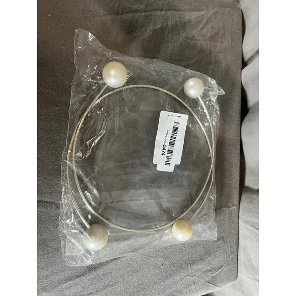 2Pc Silver Metal Curtain Tiebacks with Large Faux Pearl Accents Window Holdbacks