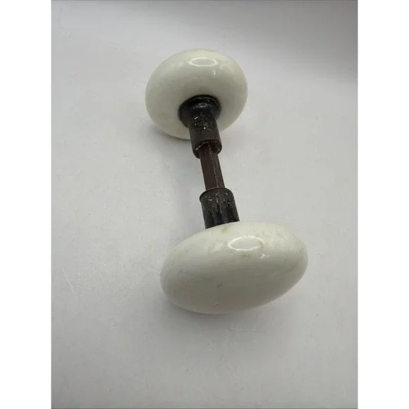 Antique White Porcelain Door Knob Set Ironstone Doorknobs Rustic Hardware