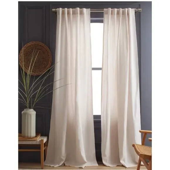 Quince European Heavyweight Linen Room Light Filtering Curtain White #42