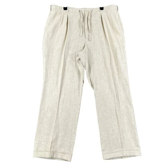 Successo Uomo By Phita Drawstring 100% Linen Trousers Men 42x30 Beach Casual