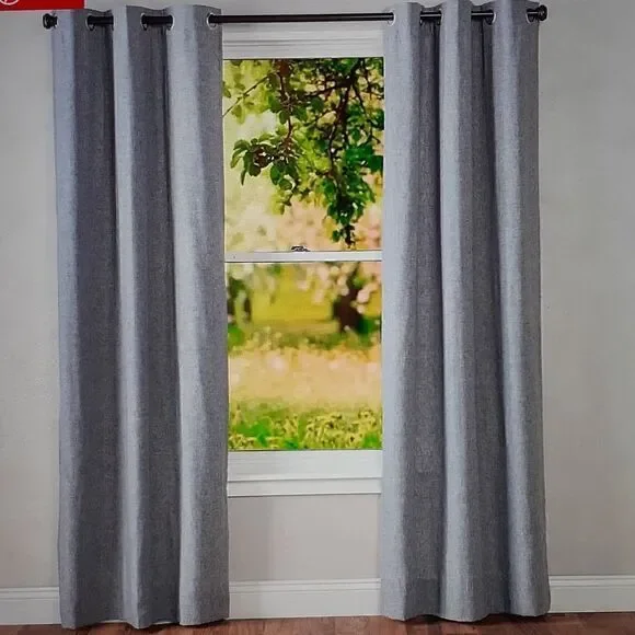 New P&H Homespun Double Wide Grommet Top Patio Panel With‎ Wand Grey 80×84 New