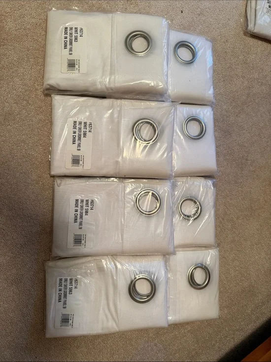White Emily Sheer Curtain Panels with Silver Grommets - Set of 6