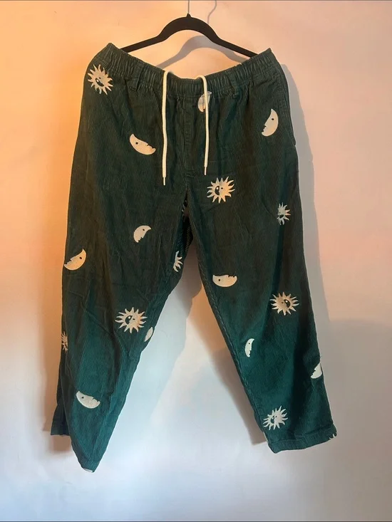 Urban Outfitters size Large moon, and sun, embroidered drawstring corduroy pants