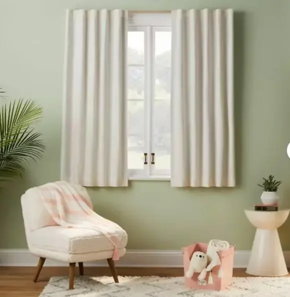 Pillowfort Blackout Chambray Beige Cotton Kids' Panel (1) - 63x42 Curtain