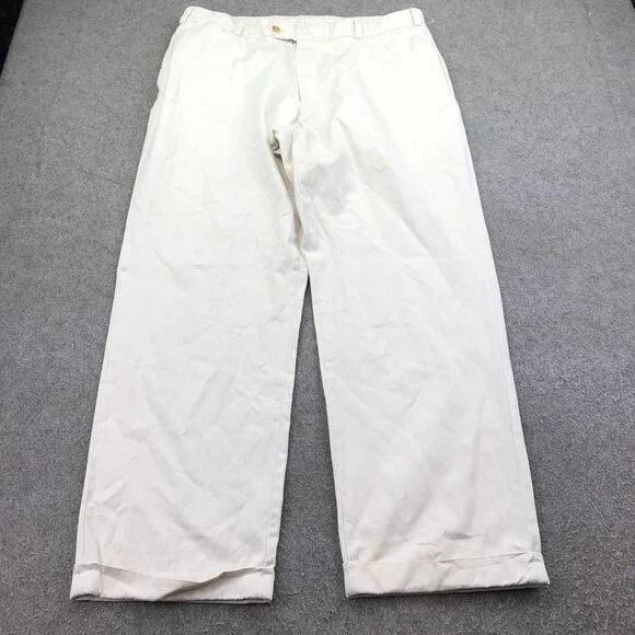 Bills Khakis Pants Mens 38 White Canvas Relaxed Straight Cuffed Casual USA