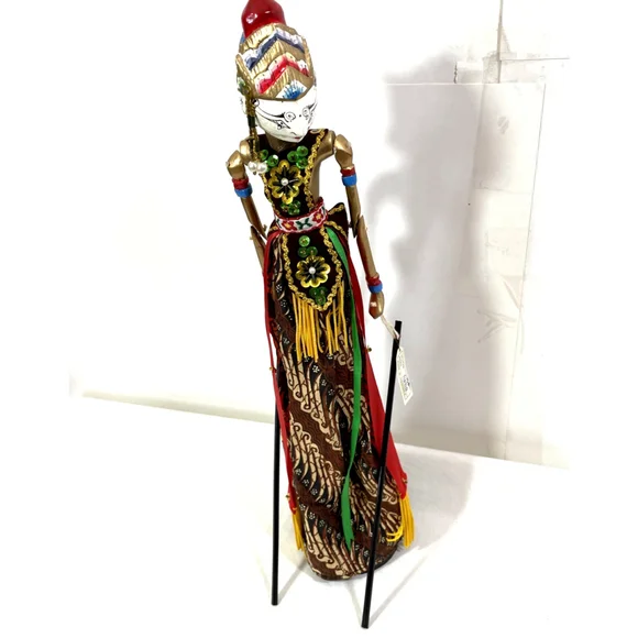 Ukuran Nama Rama Wayang Golek Indonesia Wooden Stick Puppet w/Tag 15.5