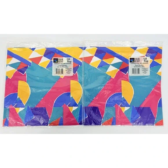 Vintage Color Burst Target Wrapping Paper Gift Wrap Sheets 2 Packages 90s