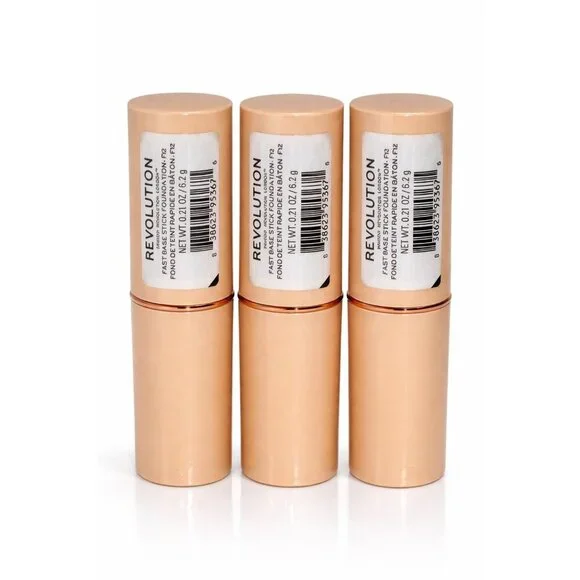 Makeup Revolution Fast Base Stick Foundation F12 0.21oz / 6.2g – Lot of 3 – New