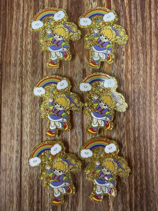 6 Pc Rainbow Brite Acrylic Flatbacks