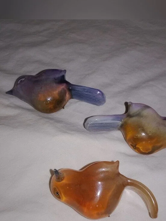Vintage Glass Birds Crafting Decor Gnome Town Collectible Set Of 3