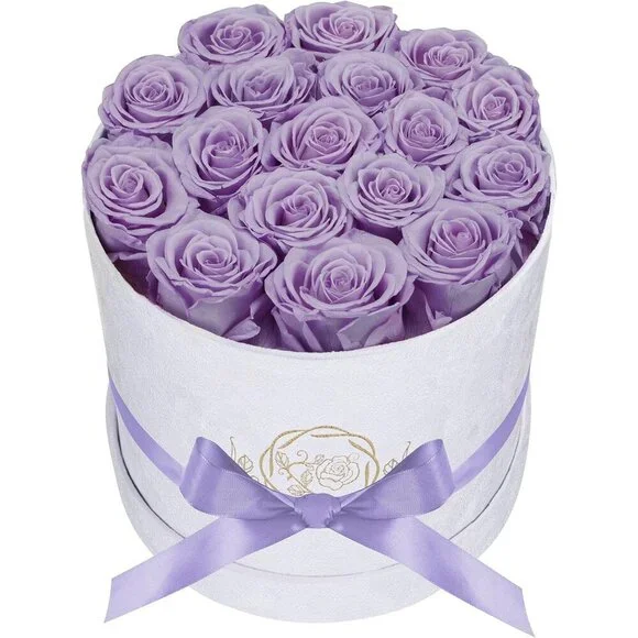 17 Flowers in a Luxury Suede Box Birthday Gifts Preserved Flowers Lavender