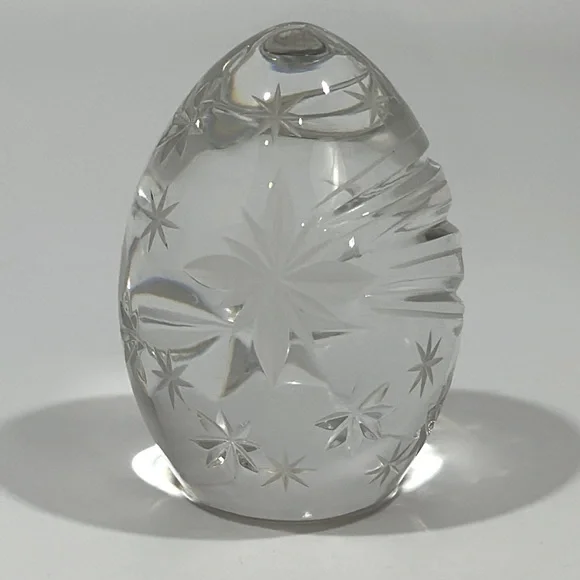 Sullivans Handmade In Poland Lead Crystal Morning Star Paperweight Egg 2000
