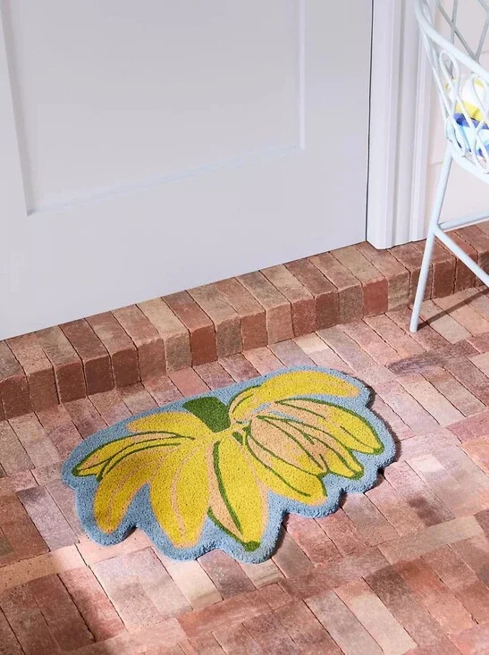 🪷NWT Farm Rio x Anthropologie Printed Coir Bananas Shaped Doormat 🌙