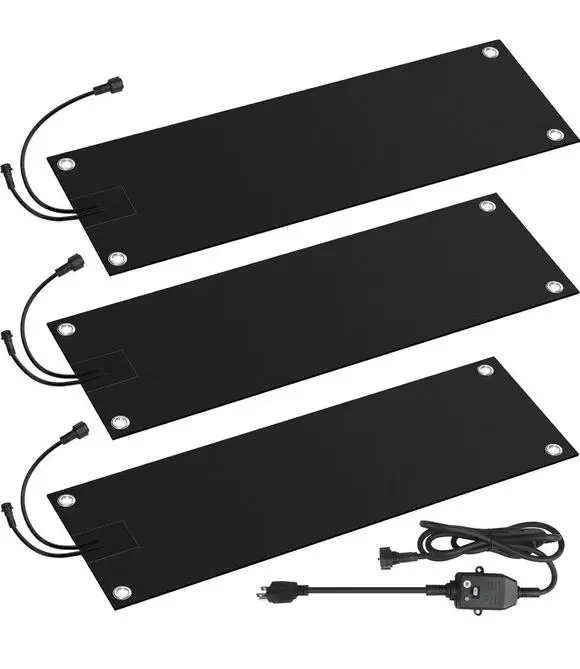 HETFOENT 4 Pcs Heated Snow Melting Mats,10 x 30 in No Slip Rubber Heated Outdoor